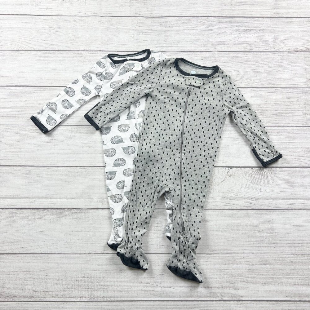 Cloud Island Baby Sleepers Dot Hedgehog Footed Pajamas 2-Pack 6-9 Months